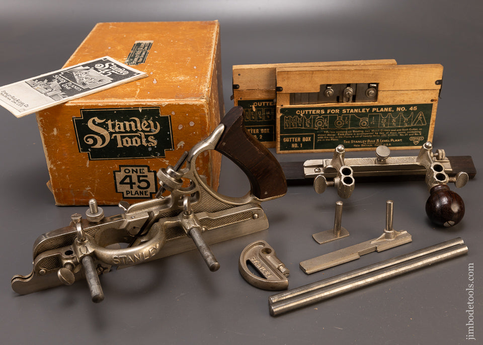100% Complete & Mint STANLEY No. 45 Combination Plow Plane in Original Box - 109490