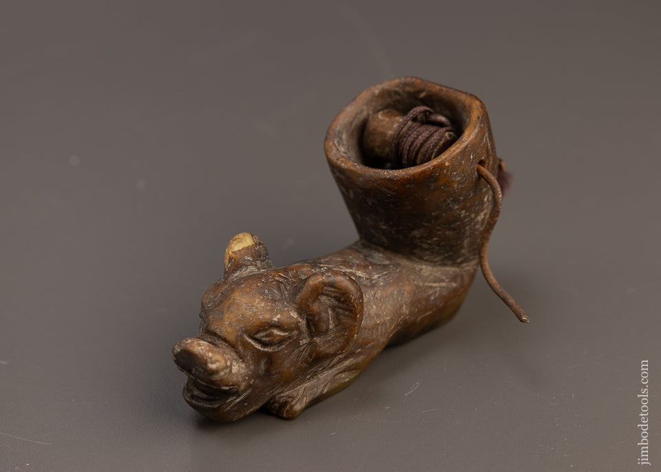 Incredible Carved Soap Stone Figural Sumitsubo Ink Line - 109624