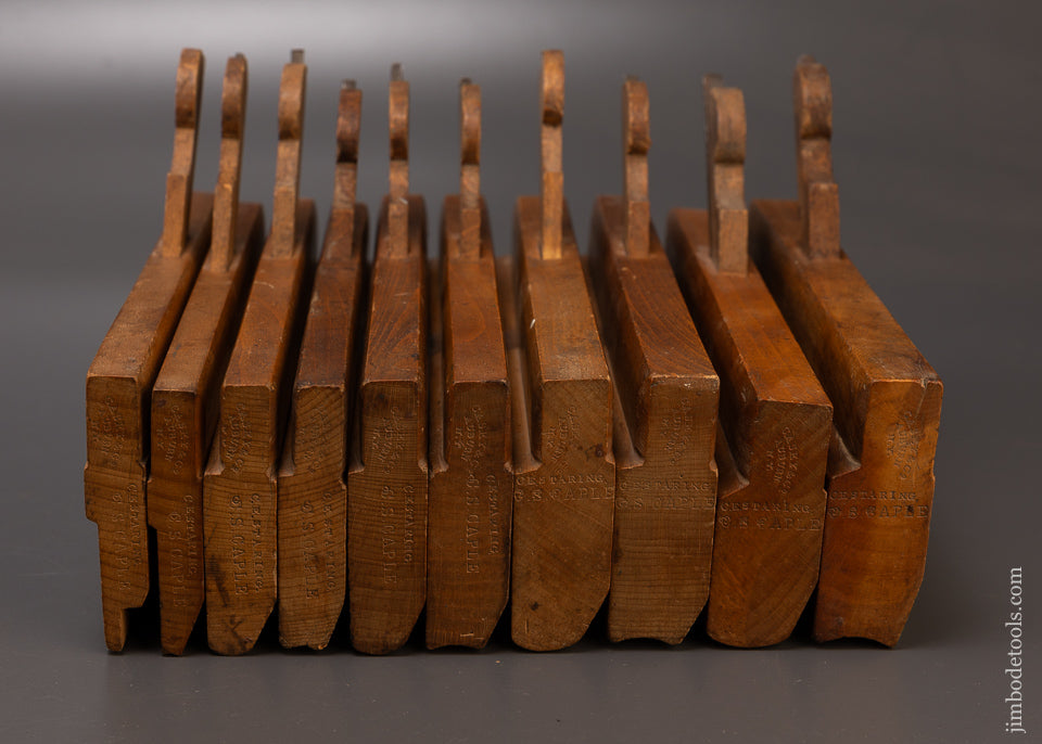 Fine User Set of 10 Hollow & Round Moulding Planes by CASEY & CO. Auburn (N.Y.) - 109630