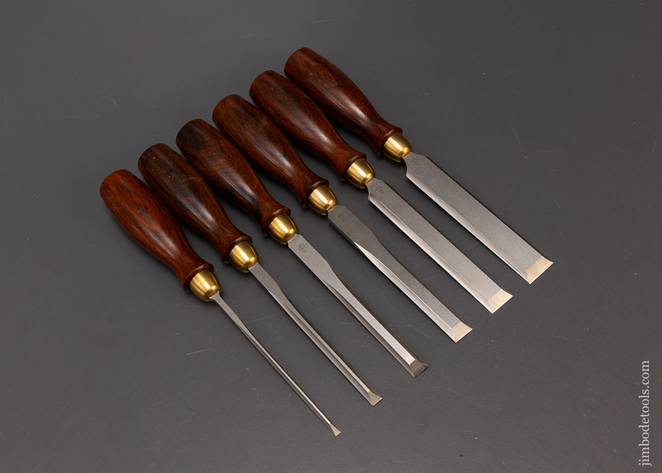 Mint Unused Set of 6 Dovetail Chisels by BLUE SPRUCE TOOL WORKS with Cocobolo Handles - 109643