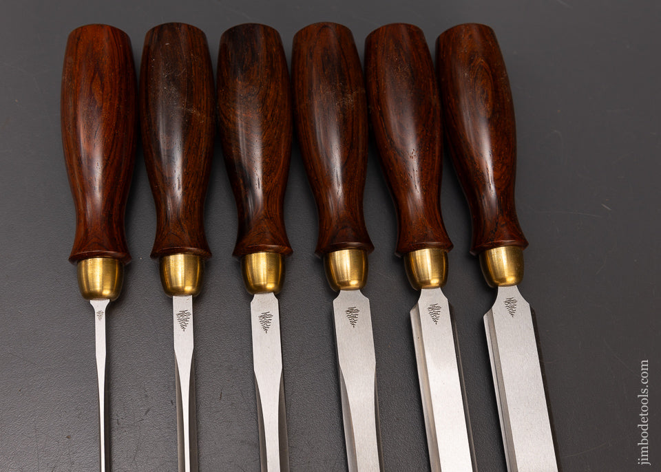 Mint Unused Set of 6 Dovetail Chisels by BLUE SPRUCE TOOL WORKS with Cocobolo Handles - 109643