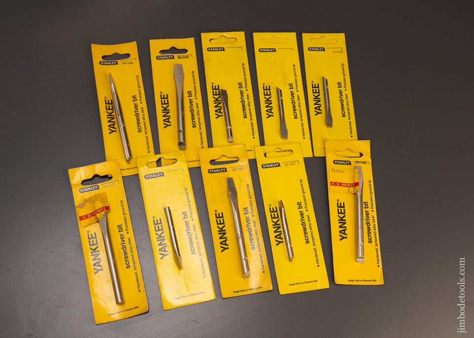 10 Assorted New Old Stock STANLEY YANKEE Screwdriver Bits - 109719