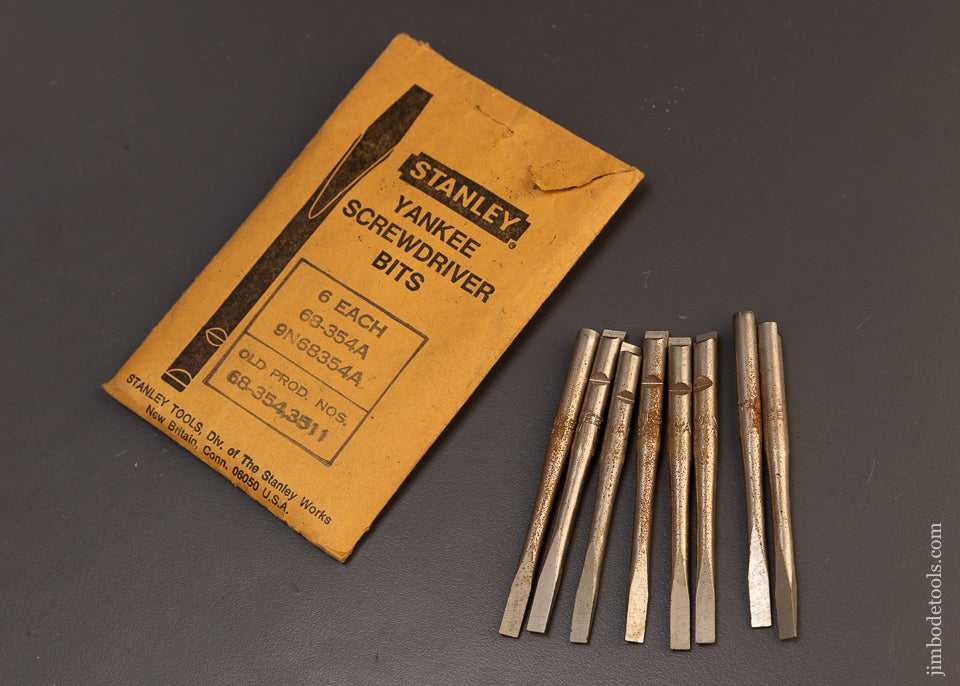 New Old Stock Package of 6 STANLEY YANKEE Screwdriver Bits for No. 135 Driver - 109723