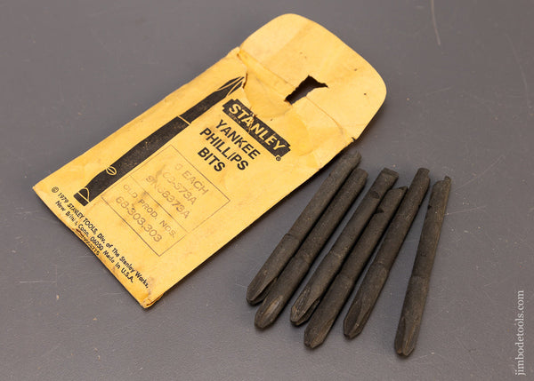 New Old Stock Pkg. of 6 STANLEY YANKEE No. 3 PHILLIPS Bits for No. 30A Driver - 109725