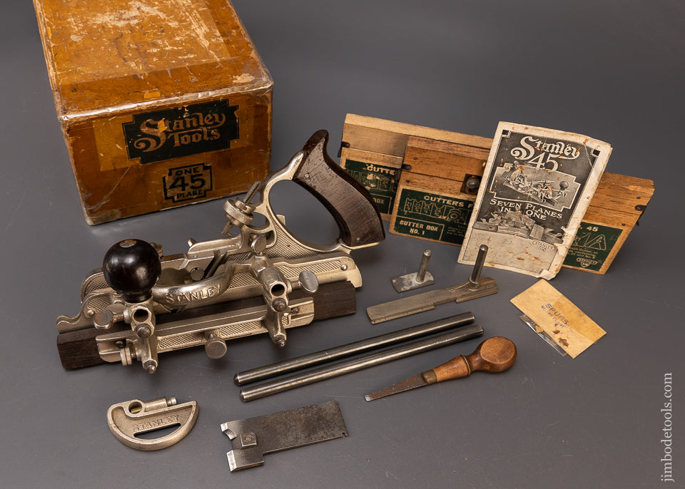 100% Complete & Mint STANLEY No. 45 Combination Plow Plane in Original Box - 109733