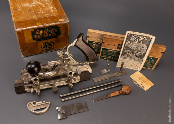 100% Complete & Mint STANLEY No. 45 Combination Plow Plane in Original Box - 109733