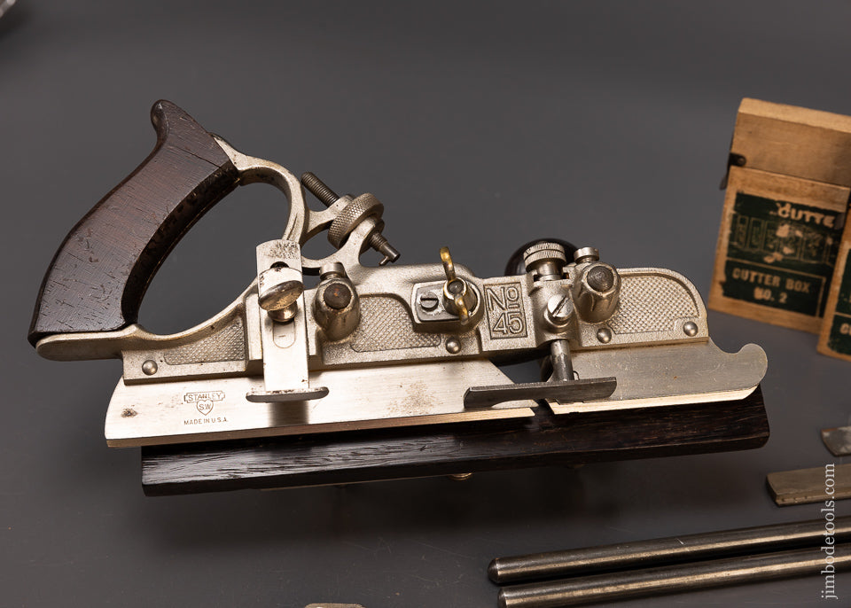 100% Complete & Mint STANLEY No. 45 Combination Plow Plane in Original Box - 109733