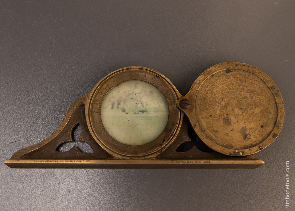 Drop Dead Stunning PATENT LEVEL CO. BRIDGEPORT CT Mantle Clock Level with Swingaway Cover Circa 1866 - 109742