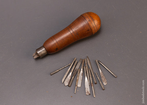 H. AIKEN PATENT Applewood Tool Handle with 13 Bits Fine - 109790