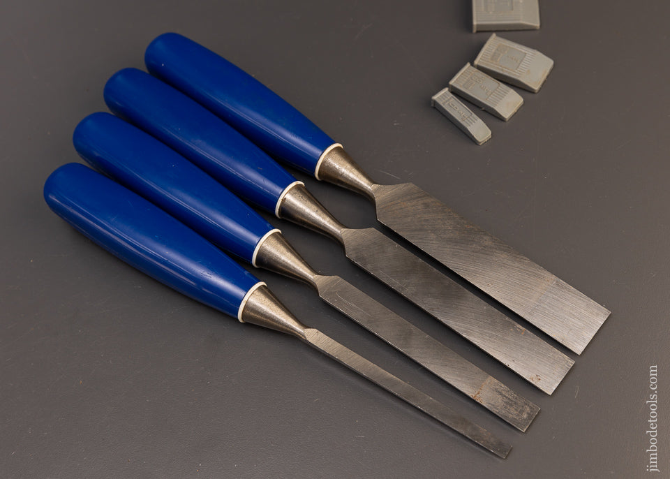 Mint Unused Set of 4 MARPLES Blue Chip Bevel Edge Bench Chisels - 109793