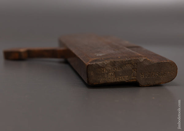 I. NICHOLSON IN WRENTHAM 18th Century Yellow Birch 10 Inch Moulding Plane - 110020