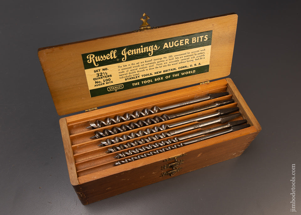 Complete Extra Fine Set of 13 RUSSELL JENNINGS Auger Bits in Original 3 Tiered Box - 110032