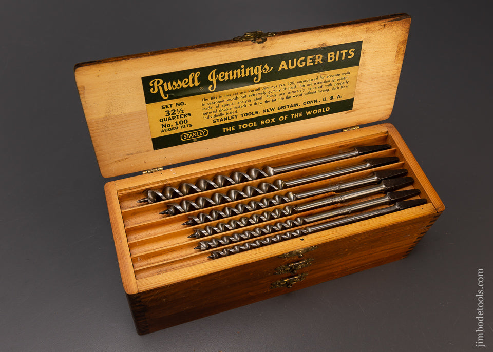 Complete Extra Fine Set of 13 RUSSELL JENNINGS Auger Bits in Original 3 Tiered Box - 110053