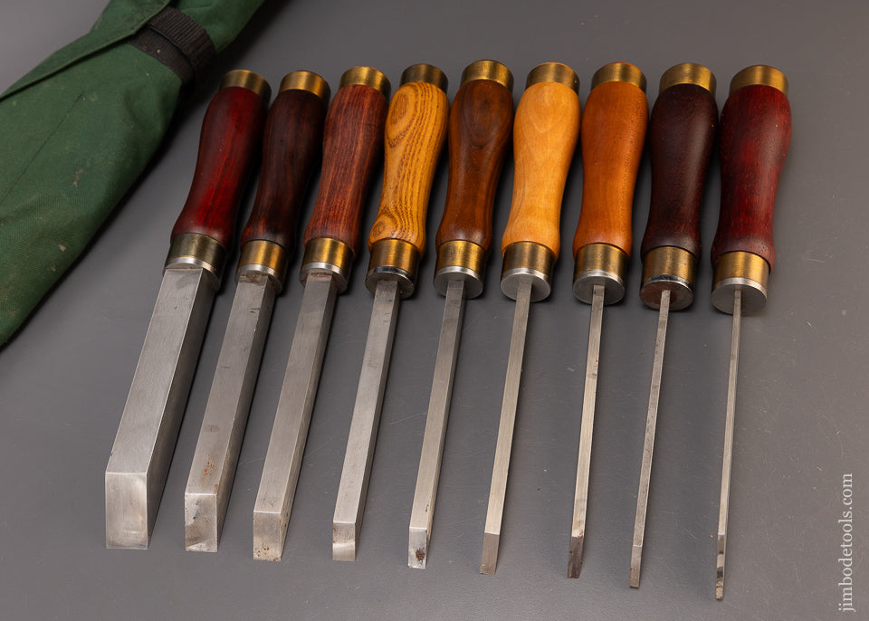 Stunning Set of 9 Modern Pig Sticker Mortise Chisels - 110106