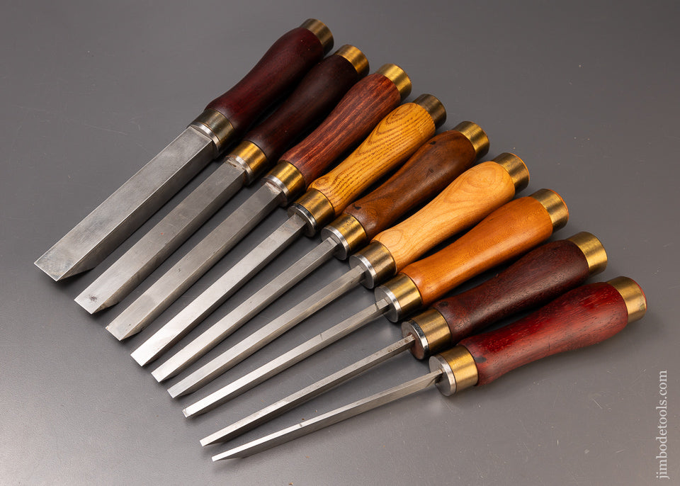 Stunning Set of 9 Modern Pig Sticker Mortise Chisels - 110106