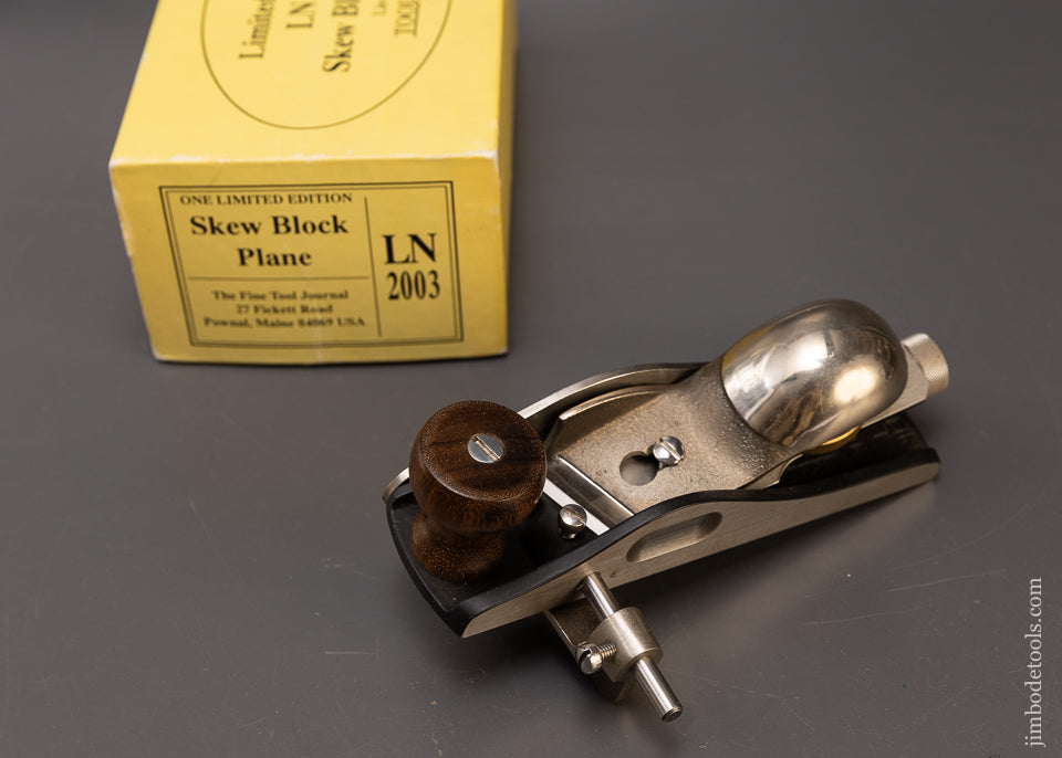Rare Limited Edition LIE NIELSEN 2003 Skew Block Plane (No. 140) in White Bronze & Rosewood Mint in Box - 110174