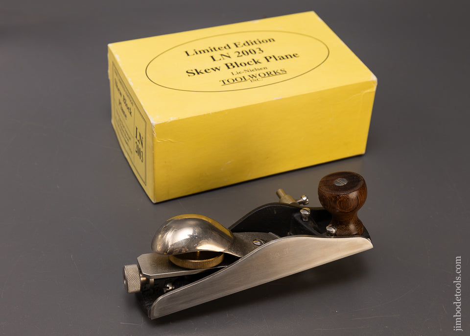 Rare Limited Edition LIE NIELSEN 2003 Skew Block Plane (No. 140) in White Bronze & Rosewood Mint in Box - 110174