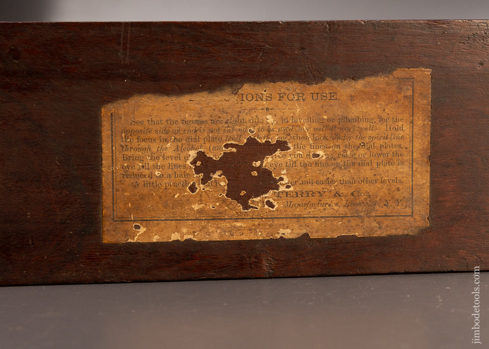 UBER RARE 1859 SCOVILLE’S PATENT Level with Original Label - 110239