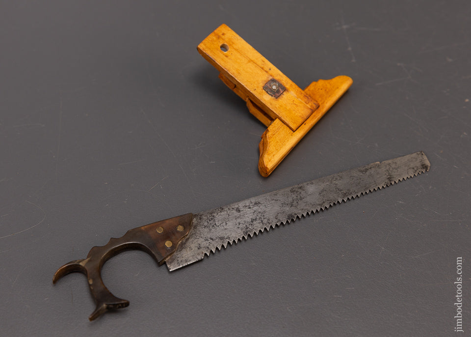 Miniature Saw with Buffalo Horn Handle & Boxwood Saw Vise 5 5/8 Inches Long - 110321