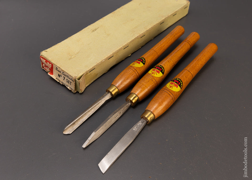 WOLF CUB No. 7 Set of 3 Wood Turning Tools Mint in Box - 110432