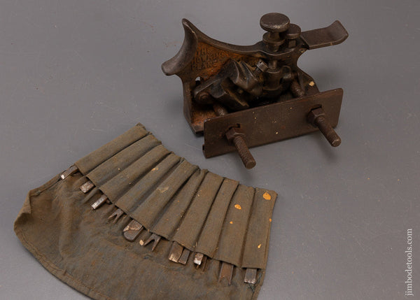Rare HOWKINS PATENT Model B Plow Plane with 15 Cutters - 110465