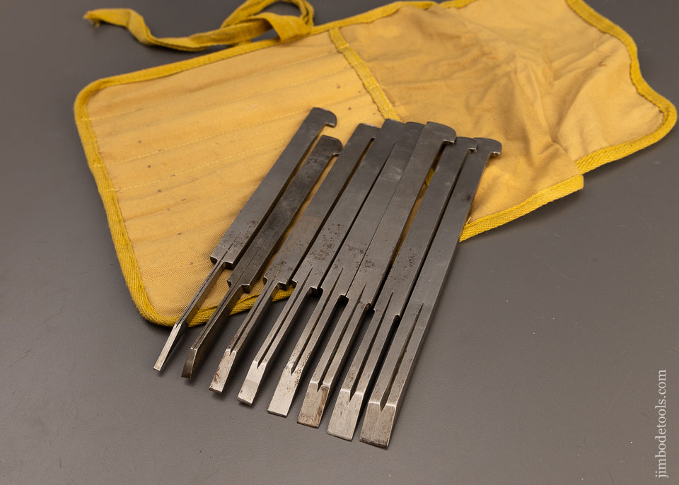 Great Complete Set of 8 Plow Plane Irons by G.F. JOHNSON SHEFFIELD - 110497