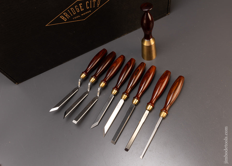 BRIDGE CITY TOOL WORKS CT-13 Nine Piece Chisel Set MINT in Original Presentation Box - 110515