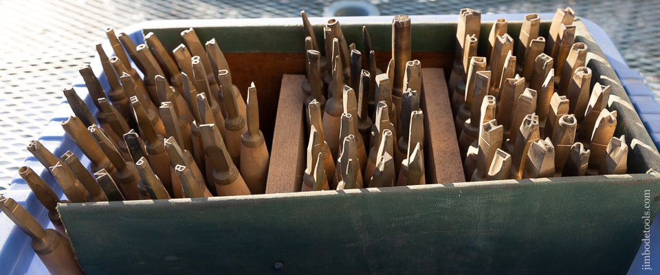 Large Set of 85 Brass Bookbinder’s Stamps - 110593 