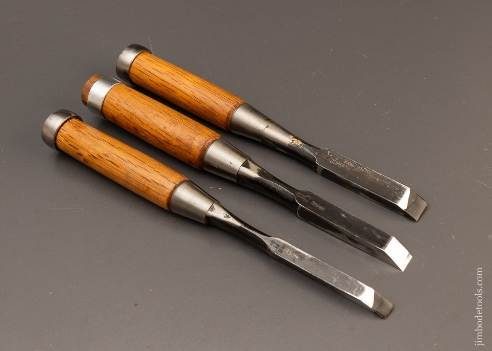 Mint Set of 3 Japanese Blue Steel Mortise Chisels - 110640