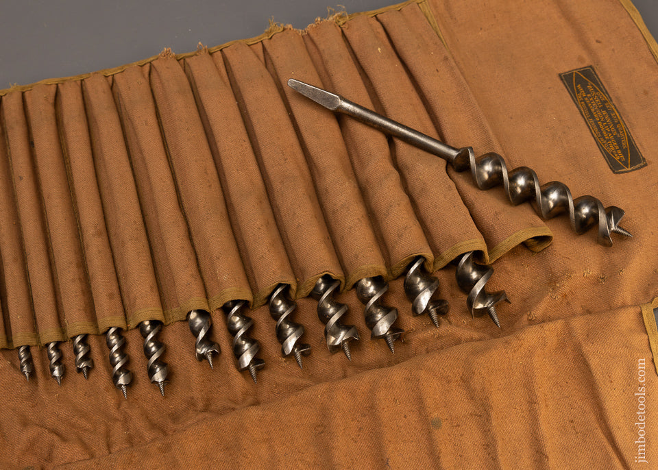 Complete Set of 13 RUSSELL JENNINGS Auger Bits in Original Roll - 110694