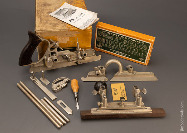 Near Mint & 100% Complete STANLEY No. 45 Combination Plane in Original Box - 110695
