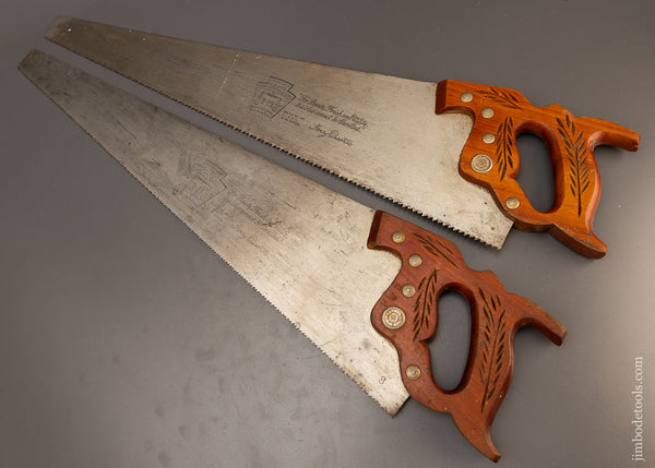 Great User Pair of DISSTON D-23 Hand Saws Rip and Crosscut - 110751