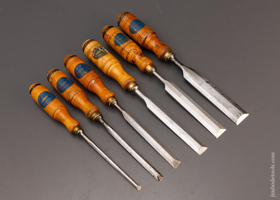 Fine Set of 6 Tang Chisels by E.A. BERG ESKILSTUNA Original Decals - 110757