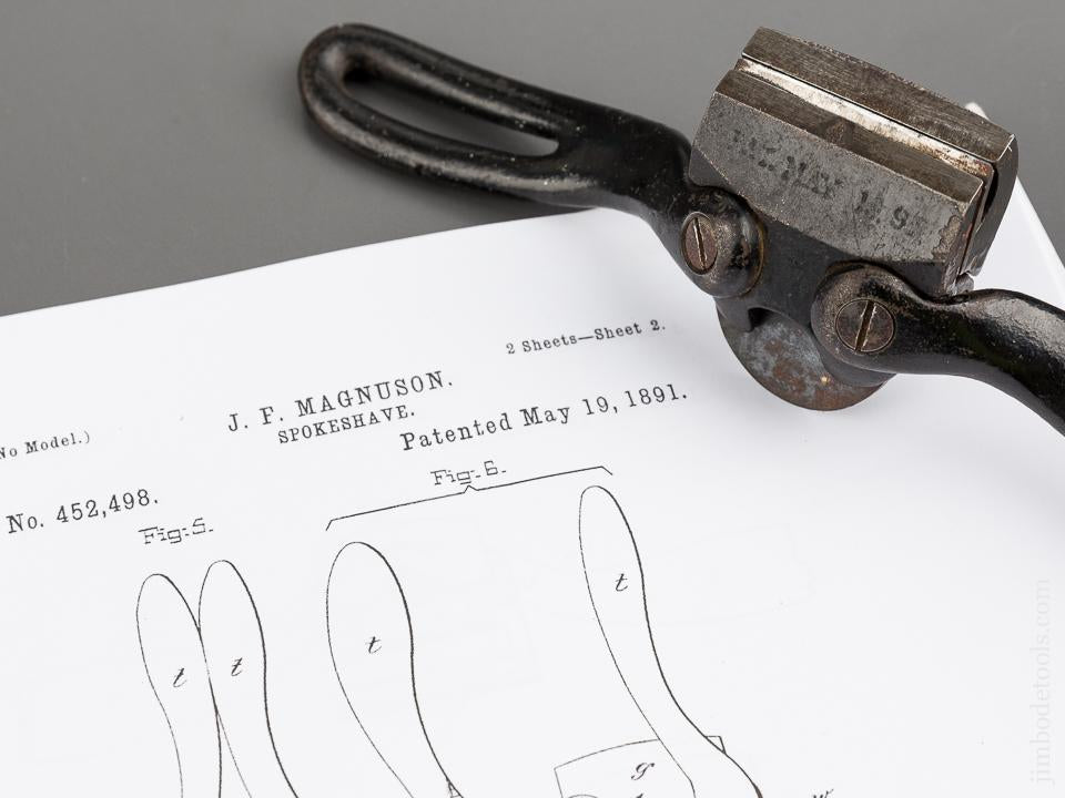 Rare! MAGNUSON Patent May 19, 1891 Folding Spoke Shave - 110762
