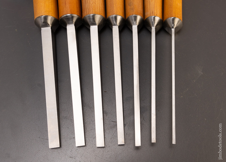 Dead Mint Set of 7 RAY ILES Pig Sticker Mortise Chisels - 110763