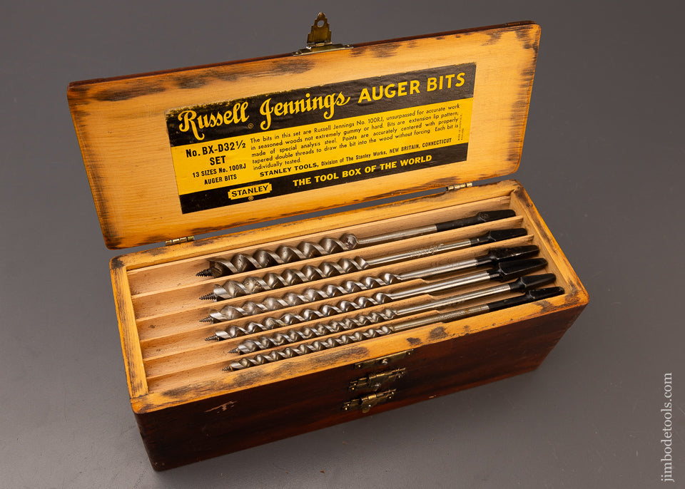 Complete Extra Fine Set of 13 RUSSELL JENNINGS Auger Bits in Original 3 Tiered Box - 110801