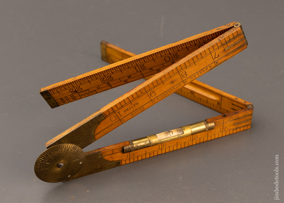 Crisp Boxwood No. 1190 RABONE Rule, Level & Protractor - 110859