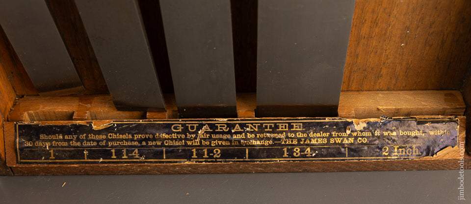 Excellent Set of 10 JAMES SWAN Square Edge Socket Firmer Chisels in Original Box - 110921