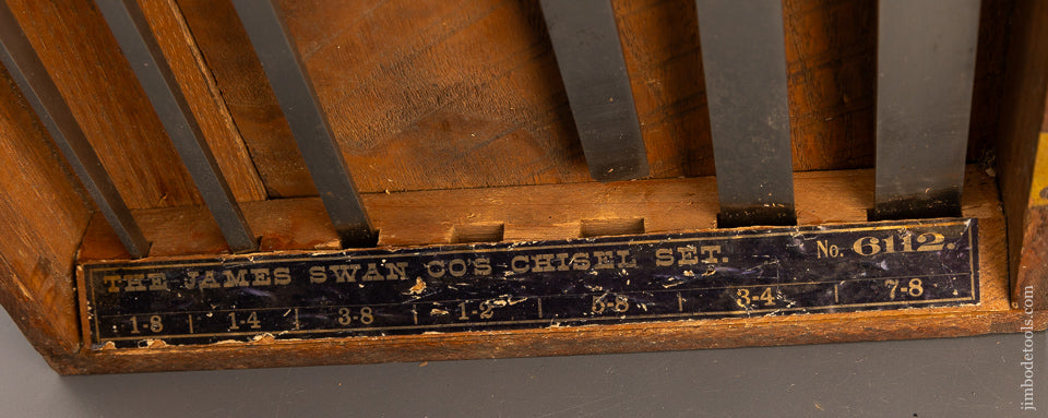 Excellent Set of 10 JAMES SWAN Square Edge Socket Firmer Chisels in Original Box - 110921