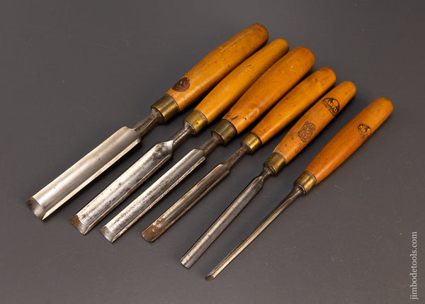 6 Assorted MARPLES Boxwood Handled Gouges - 110956