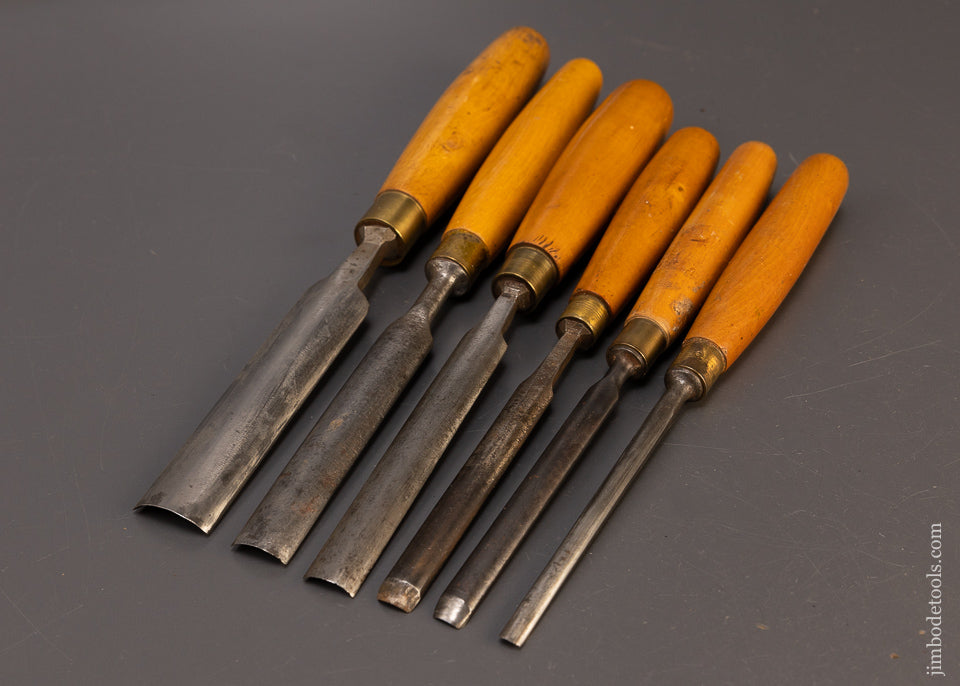 6 Assorted MARPLES Boxwood Handled Gouges - 110956