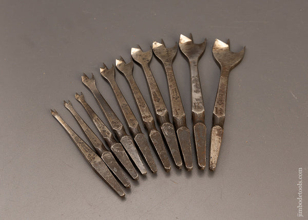 Fine Graduated Set of 10 Center Bits by MARPLES - 111015