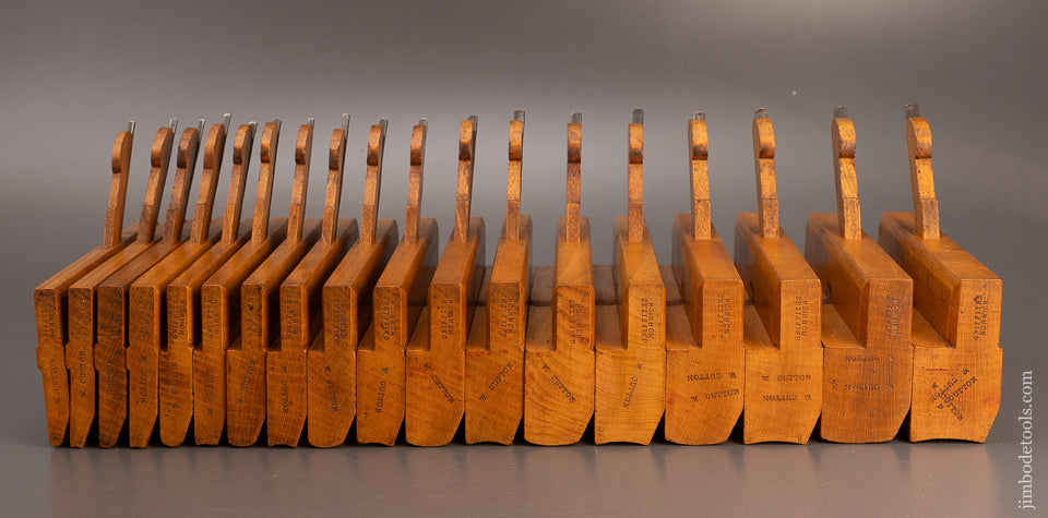 Extra Fine Complete Set of 18 SKEWED Hollows & Rounds Moulding Planes by GRIFFITHS NORWICH - 111062