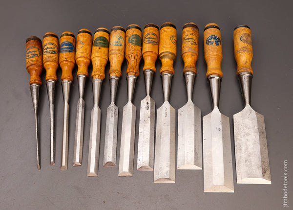 Fine Set of 12 - YES 12! E.A. BERG ESKILSTUNA Bench Chisels - 111079