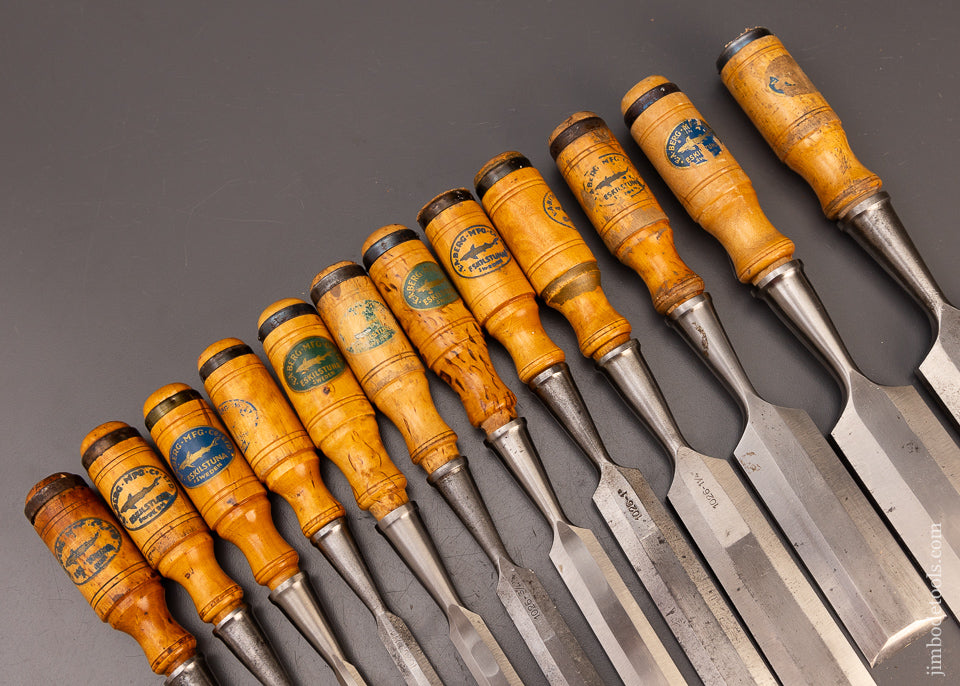 Fine Set of 12 - YES 12! E.A. BERG ESKILSTUNA Bench Chisels - 111079