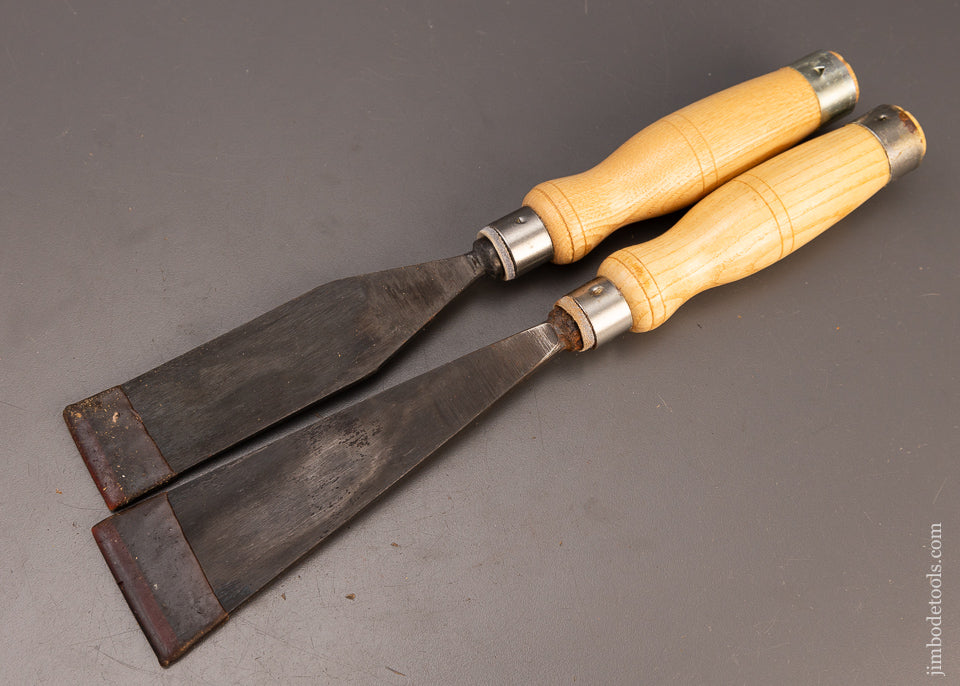 Massive 1 1/2 & 2 Inch HENRY TAYLOR Carving Chisels - 111165