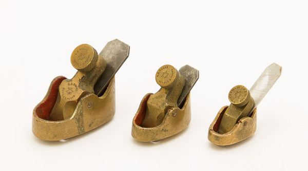 Rare Set of 3 Brass Violin Planes by G.E. SCARR 