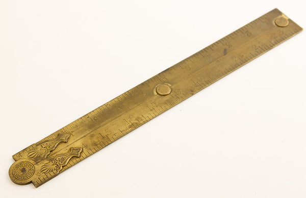 Astonishingly Crisp RABONE Ornate Brass Folding Rule 