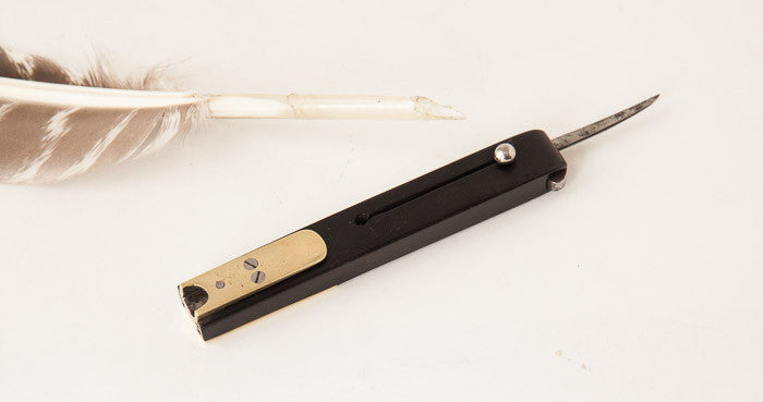 Beautiful 19th Century Ebony and Brass Quill Cutter