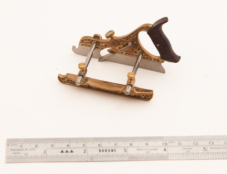 Fancy Miniature MILLERS PATENT NO. 44 Plow Plane in Gun Metal, Steel, and Rosewood